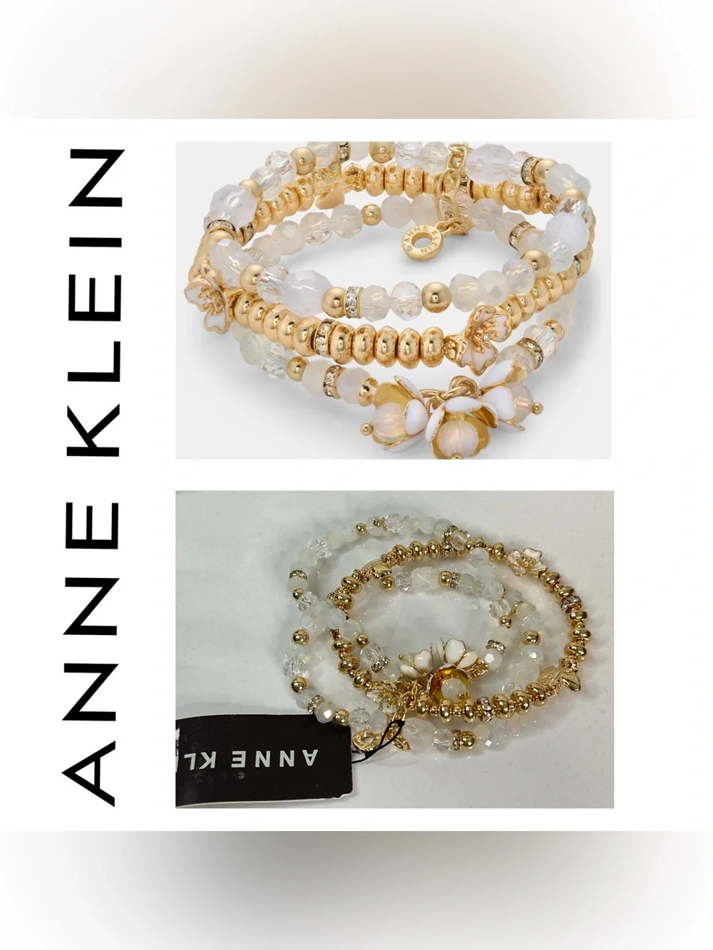 🌟🌟 Anne Klein Flower Charm Bead Bracelet